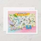 モンタナからの挨拶ヴィンテージ州の地図 ポストカード (正面/裏面)