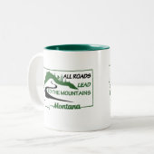 モンタナすべての道路が山に続く ツートーンマグカップ (正面左)