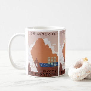 モンタナにようこそ アメリカを見て回ろう ビンテージ旅行 コーヒーマグカップ