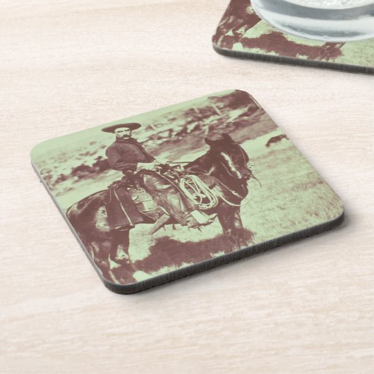 モンタナのカウボーイ、c.1880 (b/wの写真) コースター (左側)
