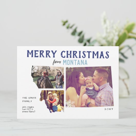 モンタナのメリークリスマススリーフォトカード シーズンカード (スタンド正面)