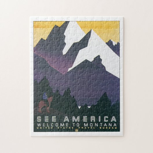 モンタナのヴィンテージ旅行にアメリカの歓迎を見て下さい ジグソーパズル (縦)