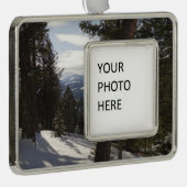 モンタナの冬のマディソン山脈 シルバープレートフレームオーナメント (右)