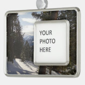 モンタナの冬のマディソン山脈 シルバープレートフレームオーナメント (左)