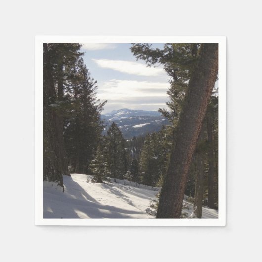 モンタナの冬のマディソン山脈 スタンダードカクテルナプキン (正面)