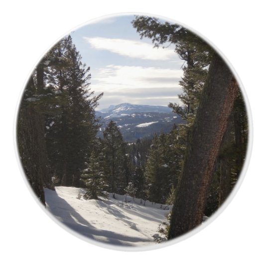 モンタナの冬のマディソン山脈 セラミックノブ (正面)