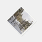 モンタナの冬の雪山の景色 スタンダードカクテルナプキン (角)