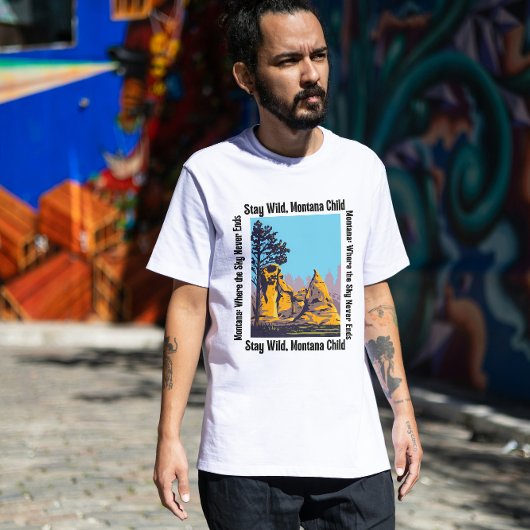モンタナの子、ワイルドに生きろ | 荒々しいウエスタン ネイチャー Tシャツ