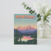 モンタナの宝物: ビンテージの山と湖の景色 ポストカード (スタンド正面)