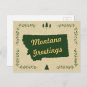 モンタナの州のクリスマスの休日の挨拶 シーズンポストカード (正面/裏面)