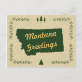 モンタナの州のクリスマスの休日の挨拶 シーズンポストカード (正面)