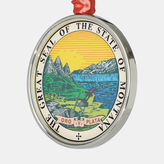 モンタナの州のシールアメリカ共和国の記号の旗 メタルオーナメント (左)