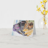 モンタナの愛犬の水彩画 + 愛の詩  カード (黄色い花)