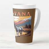 モンタナの野生馬の輪郭 カフェラテマグ (右アングル)