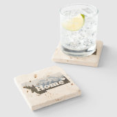 モンタナは故郷の州の輪郭山のコースターです ストーンコースター (横)