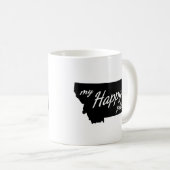 モンタナは私の幸せな場所の黒及び白です コーヒーマグカップ (正面右)