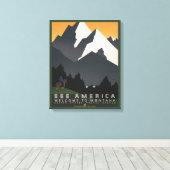モンタナへの旅行を促進するヴィンテージのポスター。 キャンバスプリント (インサイチュ (ウッドフロア))