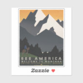 モンタナへの旅行を促進するヴィンテージのポスター。 シール (シート)