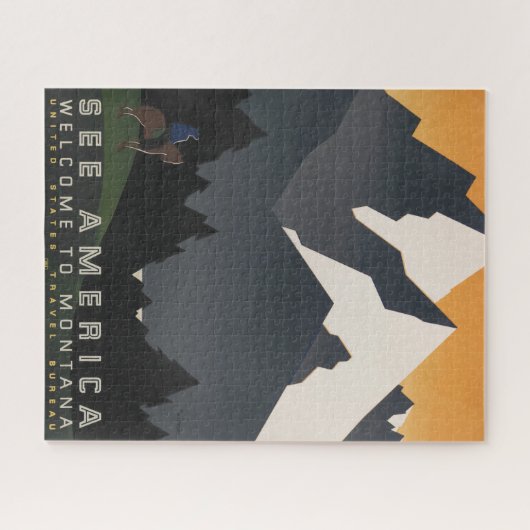 モンタナへの旅行を促進するヴィンテージのポスター。 ジグソーパズル (横)