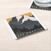 モンタナへの旅行を促進するヴィンテージのポスター。 スクエアペーパーコースター (アングル)