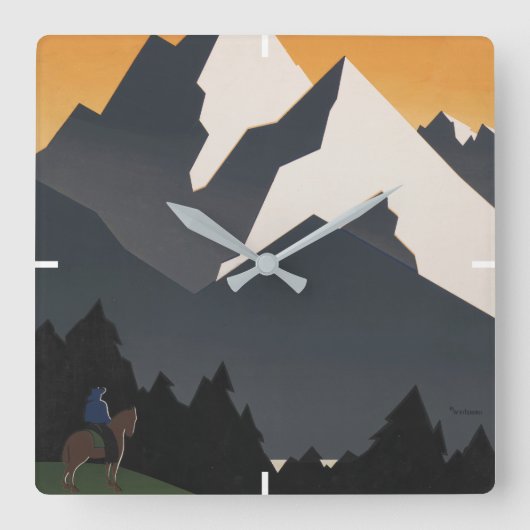 モンタナへの旅行を促進するヴィンテージのポスター。 スクエア壁時計 (正面)