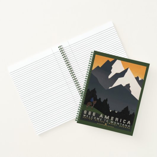 モンタナへの旅行を促進するヴィンテージのポスター。 ノートブック (内部)