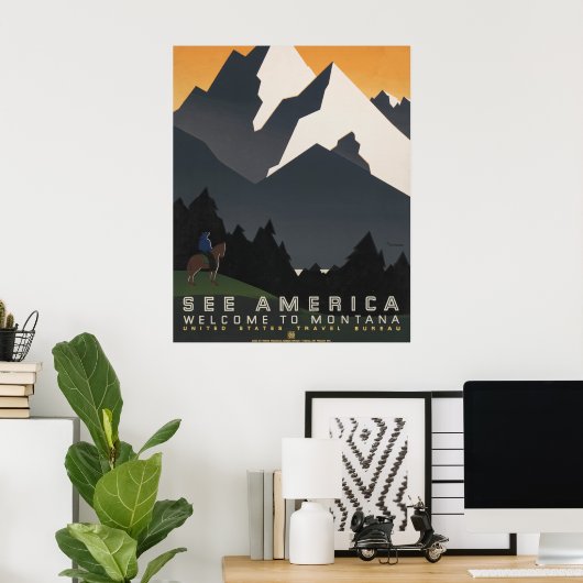 モンタナへの旅行を促進するヴィンテージのポスター。 ポスター (ホームオフィス)