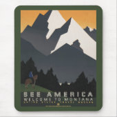 モンタナへの旅行を促進するヴィンテージのポスター。 マウスパッド (正面)