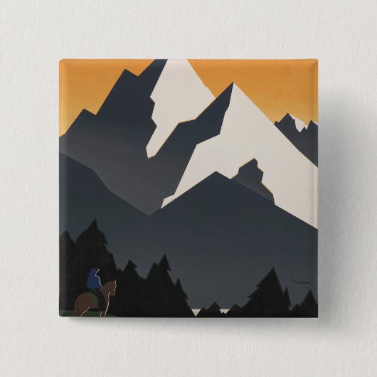 モンタナへの旅行を促進するヴィンテージのポスター。 缶バッジ (正面)