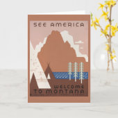 モンタナへの旅行を促進するヴィンテージのポスター。2 カード (黄色い花)