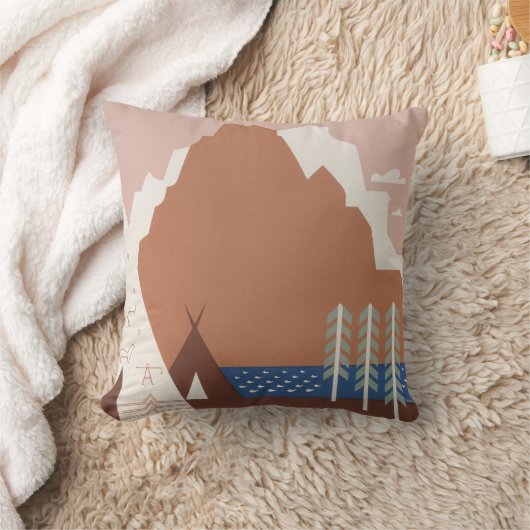 モンタナへの旅行を促進するヴィンテージのポスター。2 クッション (ブランケット)