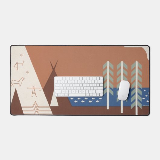モンタナへの旅行を促進するヴィンテージのポスター。2 デスクマット (キーボード&マウス)