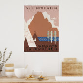 モンタナへの旅行を促進するヴィンテージのポスター。2 ポスター (キッチン)