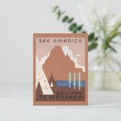 モンタナへの旅行を促進するヴィンテージのポスター。2 ポストカード (スタンド正面)