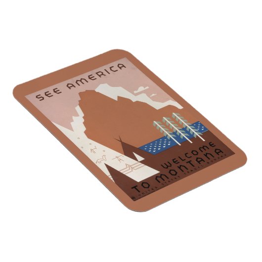 モンタナへの旅行を促進するヴィンテージのポスター。2 マグネット (右側)