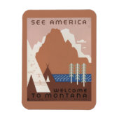 モンタナへの旅行を促進するヴィンテージのポスター。2 マグネット (縦)