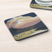 モンタナへの旅行を促進するヴィンテージ旅行ポスター コースター (左側)