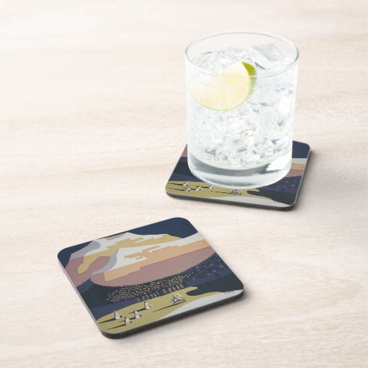 モンタナへの旅行を促進するヴィンテージ旅行ポスター コースター (右側)