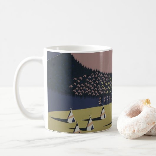 モンタナへの旅行を促進するヴィンテージ旅行ポスター コーヒーマグカップ (ドーナツ)