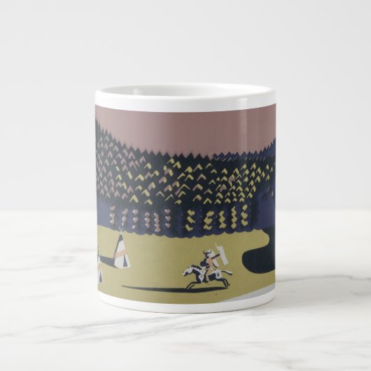 モンタナへの旅行を促進するヴィンテージ旅行ポスター ジャンボコーヒーマグカップ (正面)