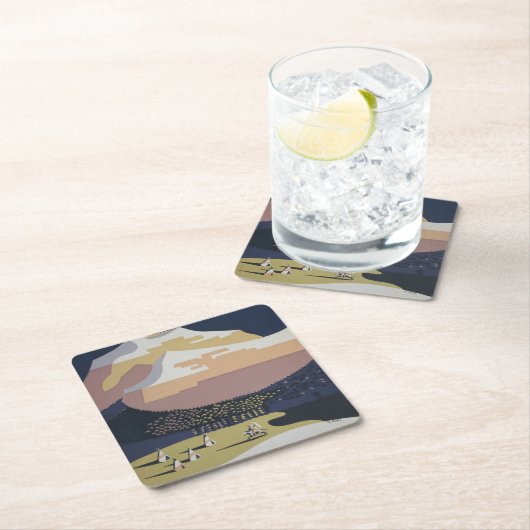 モンタナへの旅行を促進するヴィンテージ旅行ポスター スクエアペーパーコースター (インサイチュ)