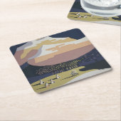 モンタナへの旅行を促進するヴィンテージ旅行ポスター スクエアペーパーコースター (アングル)