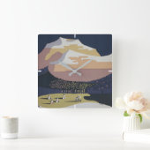 モンタナへの旅行を促進するヴィンテージ旅行ポスター スクエア壁時計 (ホーム)