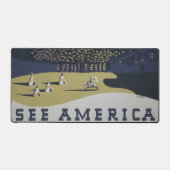 モンタナへの旅行を促進するヴィンテージ旅行ポスター デスクマット (正面)