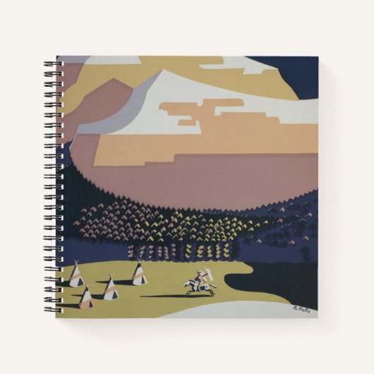 モンタナへの旅行を促進するヴィンテージ旅行ポスター ノートブック (正面)