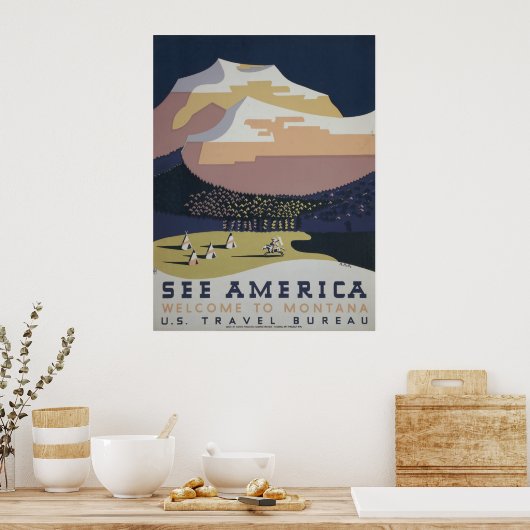 モンタナへの旅行を促進するヴィンテージ旅行ポスター ポスター (キッチン)