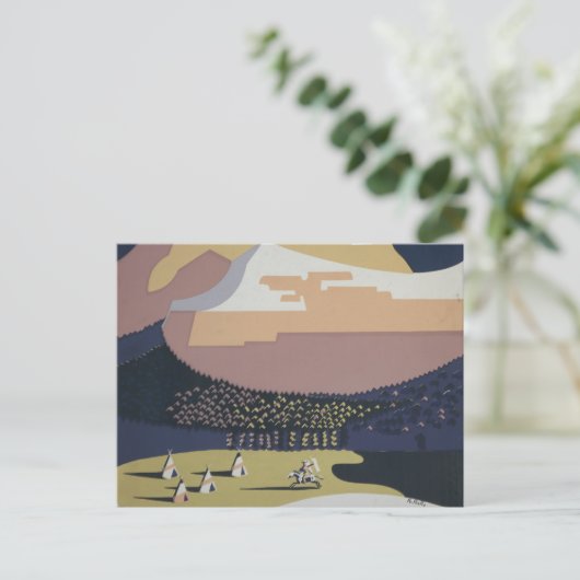 モンタナへの旅行を促進するヴィンテージ旅行ポスター ポストカード (スタンド正面)