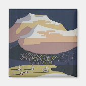 モンタナへの旅行を促進するヴィンテージ旅行ポスター マグネット (正面)