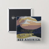 モンタナへの旅行を促進するヴィンテージ旅行ポスター 缶バッジ (正面&裏面)