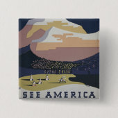 モンタナへの旅行を促進するヴィンテージ旅行ポスター 缶バッジ (正面)